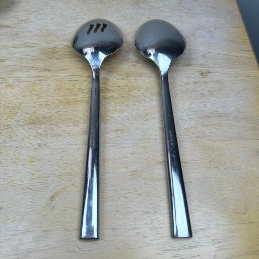 Oneida PORTER Serving Spoons 2pc Silver Stainless Steel Slotted‎ & Solid Kitchen